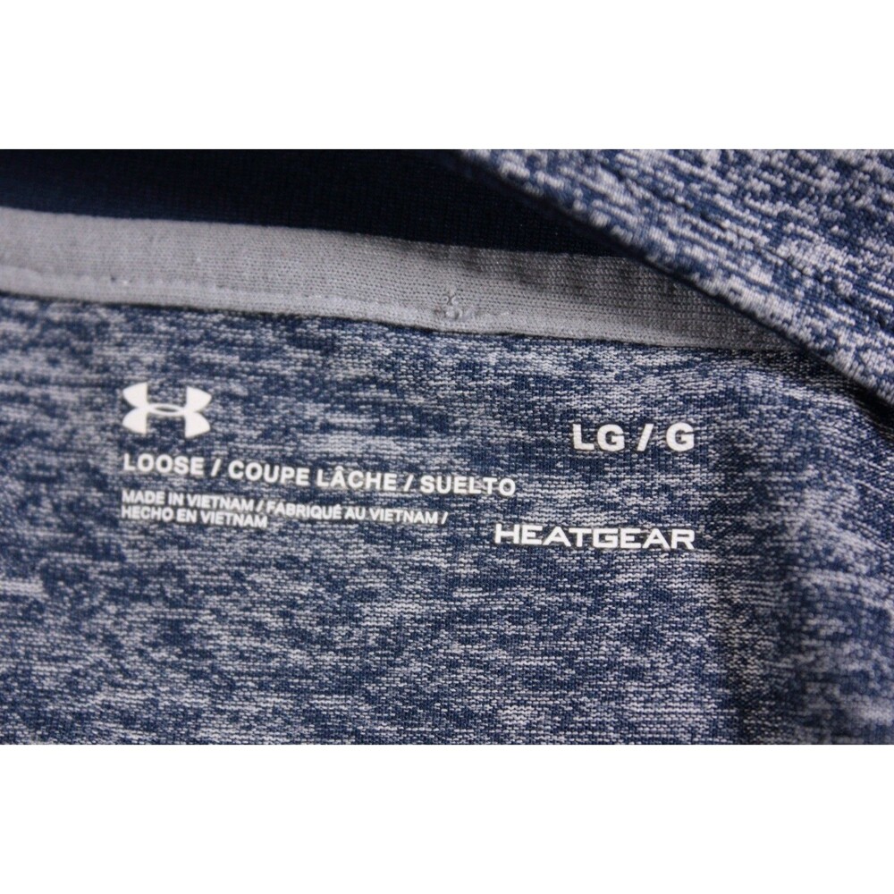 Under Armour Mens HeatGear Loose Fit Heather Blue 1/4 Zip Pullover Lightweight L - Picture 10 of 10